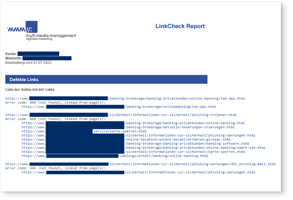 LinkCheck fertiger Report